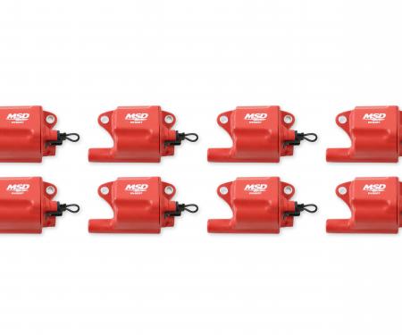 MSD Ignition Coil, Pro Power Series, GM LS2/LS7 Engines, Red, 8-Pack 82878