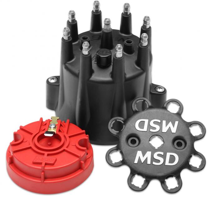 MSD Black Chevy V8 HEI Distributor Cap and Rotor 84336