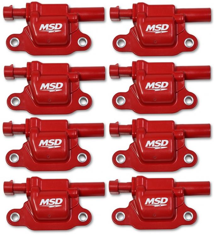 MSD Ignition Coil, GM Gen v Blaster Series, Gen v Direct Injected Engine, Red, 8-Pack, Square 82668