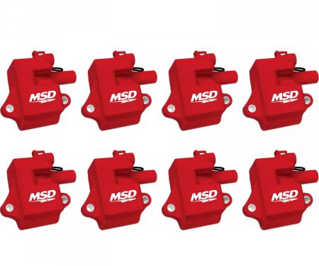 MSD Ignition Coil, Pro Power Series, GM LS1/LS6 Engines, Red, 8-Pack 82858