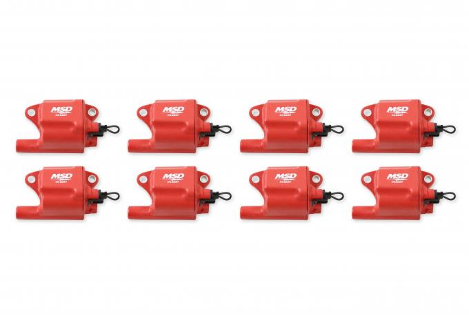 MSD Ignition Coil, Pro Power Series, GM LS2/LS7 Engines, Red, 8-Pack 82878