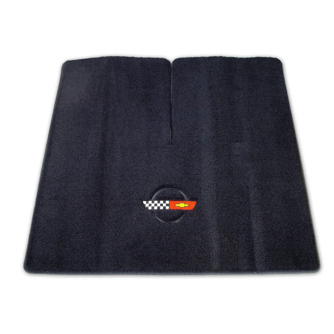 Corvette Cargo Mat, Velourtex Black with C4 Red, 1984-1990