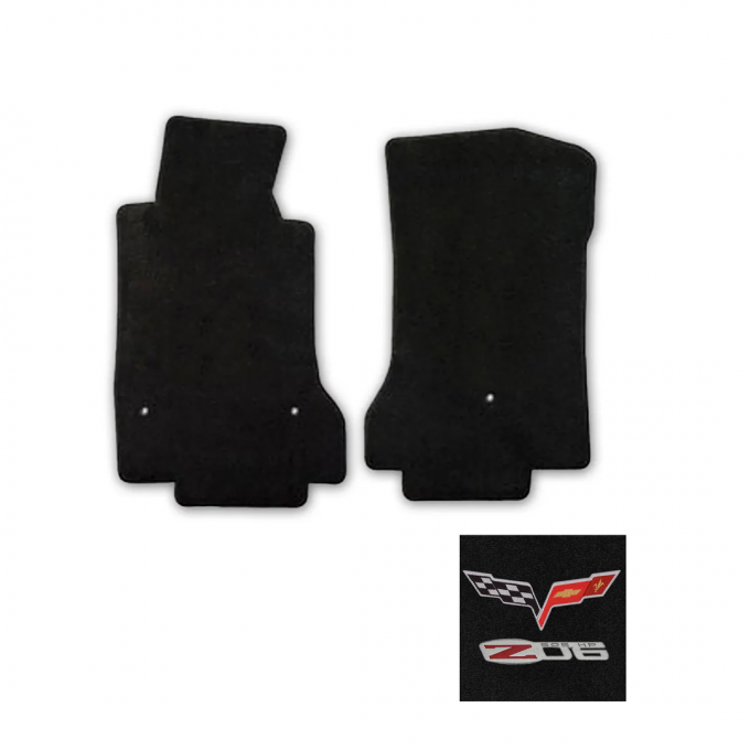 Corvette Mats, Ebony with Zo6 505HP Logo & Scrp, 2007-2010