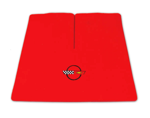 Corvette Cargo Mat, Velourtex Red with C4 Black, 1984-1990