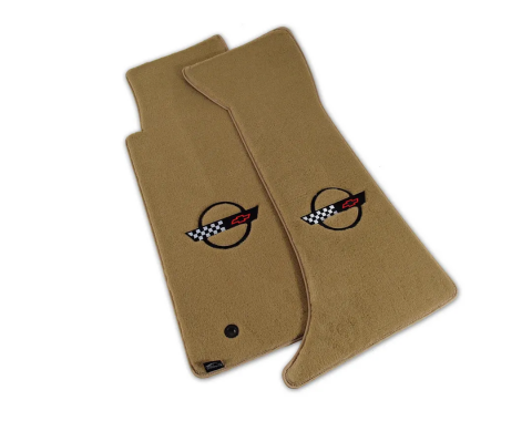 Corvette Mats, Velourtex Tan with C4 Black, 1995-1996