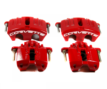 Corvette Remanufactured Brake Caliper Set, Powder Coated Red, 2005-2013