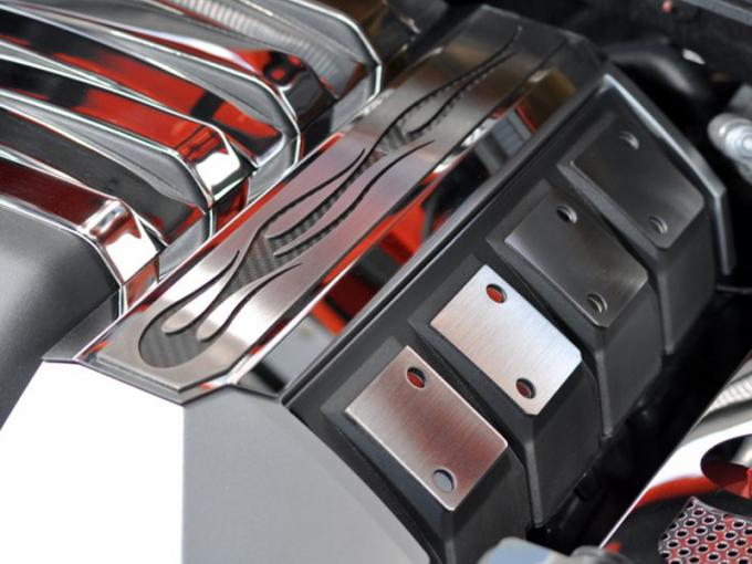 2010-2015 Camaro - Fuel Rail Covers 'True Flame' Style - Polished Stainless Steel, Choose Color 103011