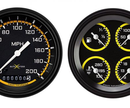 Classic Instruments Auto Cross Yellow 6 Gauge Set AX02YBLF