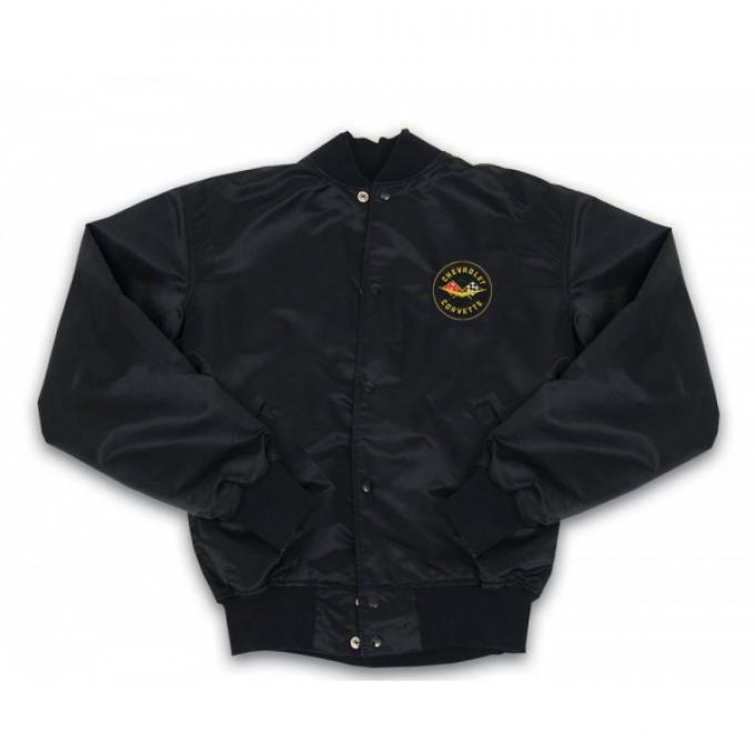 Corvette Satin Jacket, With C1 1958-1962 Logo, Black