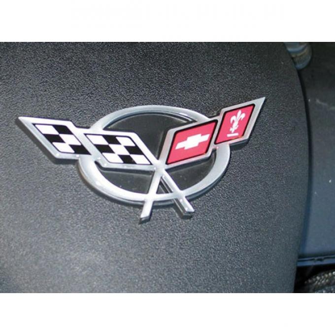 Corvette C5 Silver Air Bridge 3D Domed Logo Decal, 1997-2004