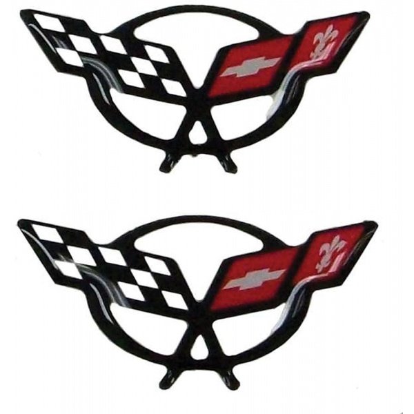 Corvette C5 OEM Black Door Sill 3D Domed Logo Decals 3.75