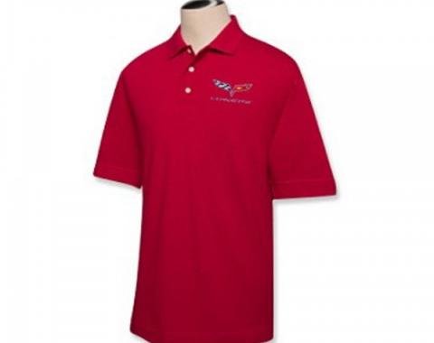 Corvette C2 1963-1967 Men's Custom Embroidered Pima Cotton Polo, Red, S-4XL