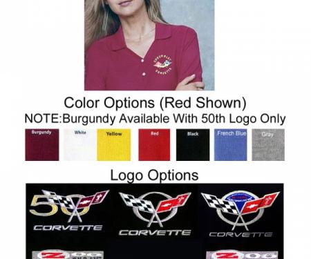 Corvette C5 50th Devon & Jones Polo, Womens, Burgundy