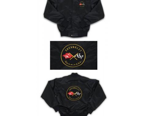 Corvette Satin Jacket, With C1 1953 Logo, Black