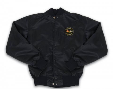 Corvette Satin Jacket, With C1 1958-1962 Logo, Black