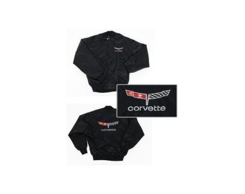 Corvette Satin Jacket, With C3 1980-1981 Logo, Black