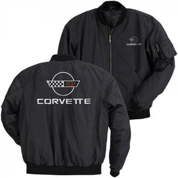 Corvette Jacket, Aviator, Black, With C4 Logo | Corvette Depot