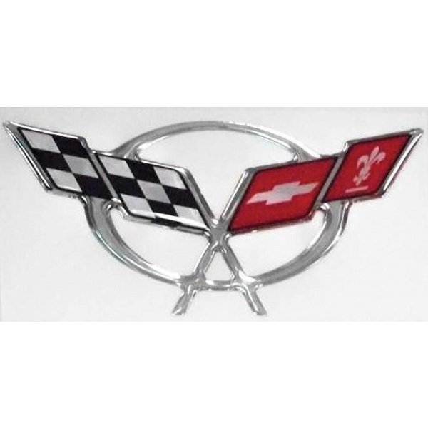 Corvette Steering Wheel Emblem, Domed Chrome, 1997-2004