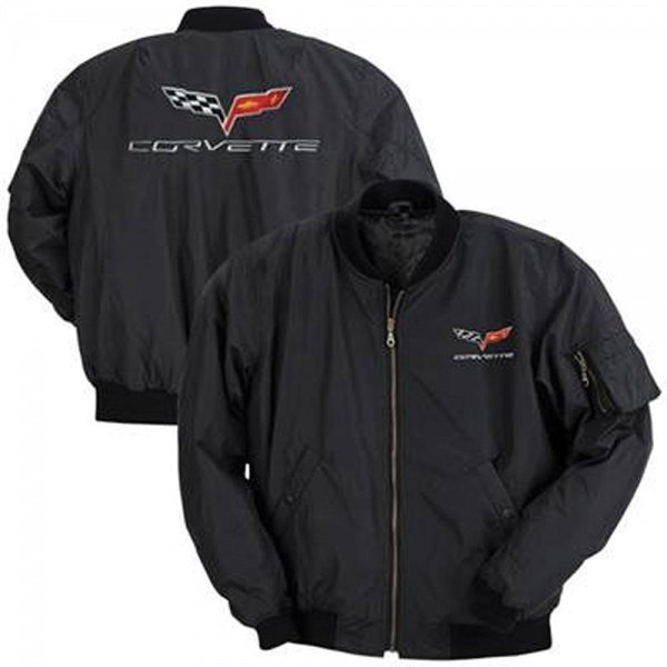 Corvette Jacket, Aviator, Black, With C6 Logo | Corvette Depot
