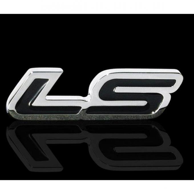 Corvette Badge, LS, Billet Chrome And Black, Single Emblem