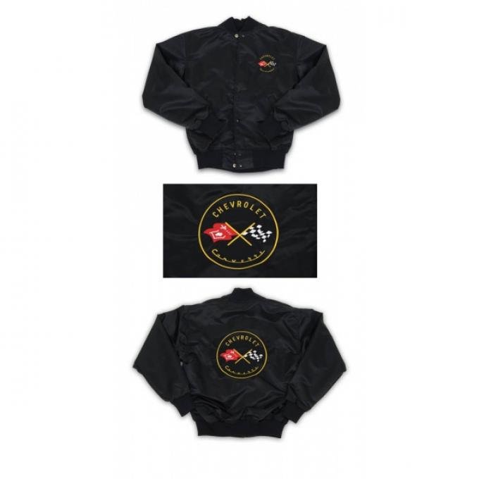 Corvette Satin Jacket, With C1 1953 Logo, Black