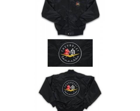 Corvette Satin Jacket, With C1 1956-1957 Logo, Black