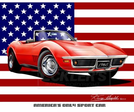 Corvette Fine Art Print By Danny Whitfield, 20x24, All American Corvette,1969