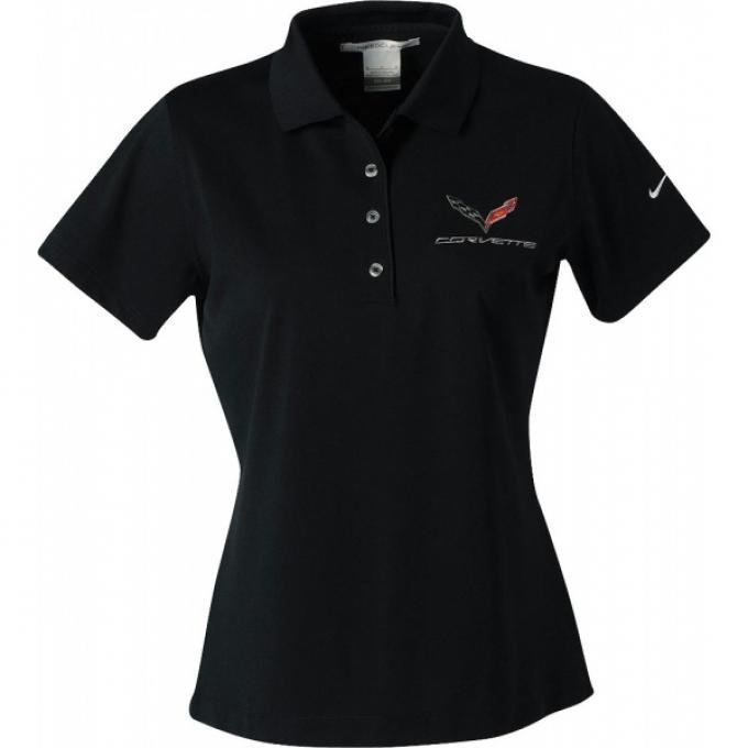 Corvette C7 Polo, Ladies Nike Dri Fit, Black