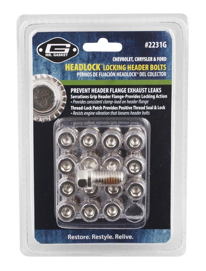 Mr. Gasket HEADLOCK Locking Header Bolts 2231G | Corvette Depot