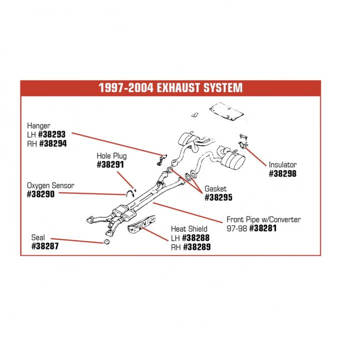 Corvette Exhaust Pipe, Front with Converter, 1997-1999