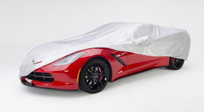 Corvette Stingray Intro-Guard Car Cover, Silver, with Embroidered Logo, 2014-2017