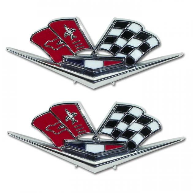 Trim Parts 63 Late Corvette 66 Front Fender X-Flag Emblem, Pair 5218 ...