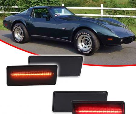 Redline Restomotive® 1973-1979 Chevrolet Corvette LED Side Marker Light Set, with Smoked Lenses