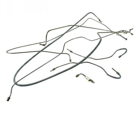 Corvette Brake Line Set, Stainless Steel without Power Brakes 1/4In, 1966