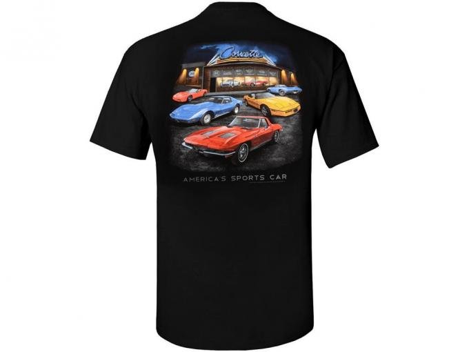 Corvette Americas Sports Car Showroom Black T-Shirt