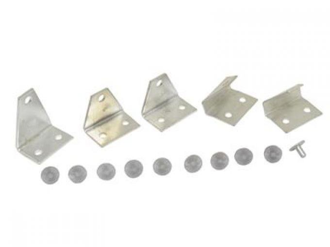 64-65 Coupe Quarter Trim Panel Brackets / Supports Set with Rivets (Set of 5)