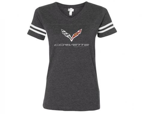 T-Shirt C7 Logo Ladies Smoke Striped Sleeve