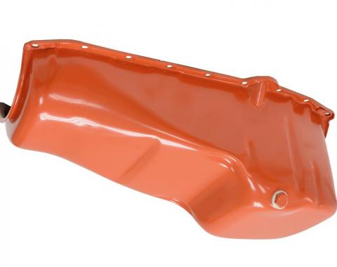 63-79 Oil Pan - 327 / 350 Replacement- Painted Orange (5 Quart)