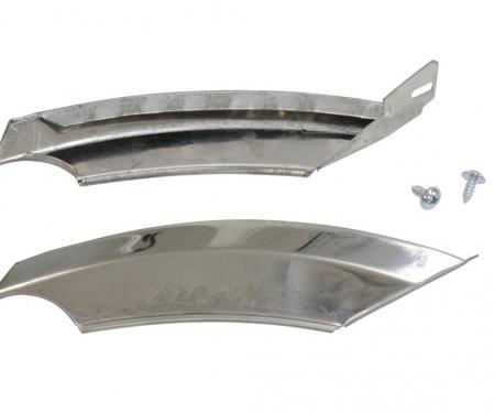 68-72 Lower Outer Windshield Mouldings On Fender - Pair