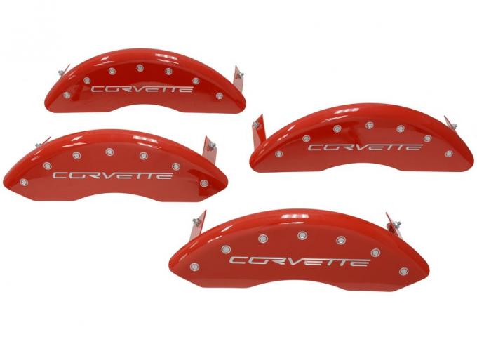 06-13 Brake Caliper Covers Aluminum Red Powder Coated Z06 / ZR1 / GS