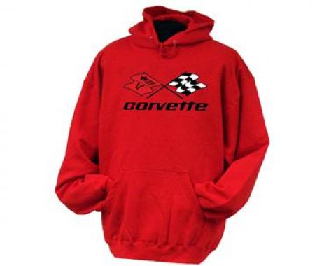 Hoodie/Hooded Sweatshirt With Crossflag Embroidered Logo Red