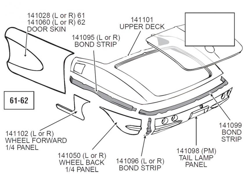 61-62 Rear Quarter Panel - Right Wheel Back | Corvette Depot