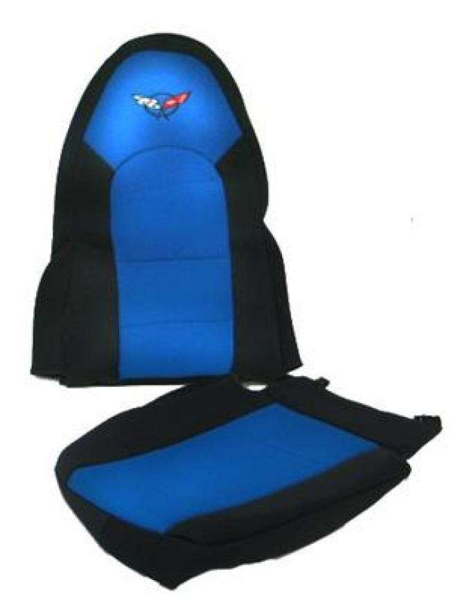 97-04 Seat Slip Covers - Wet Suit / Neoprene Black With Blue Insert