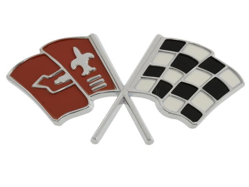 1963-1965 Fuel Injection Plenum Cover Flag Emblem 