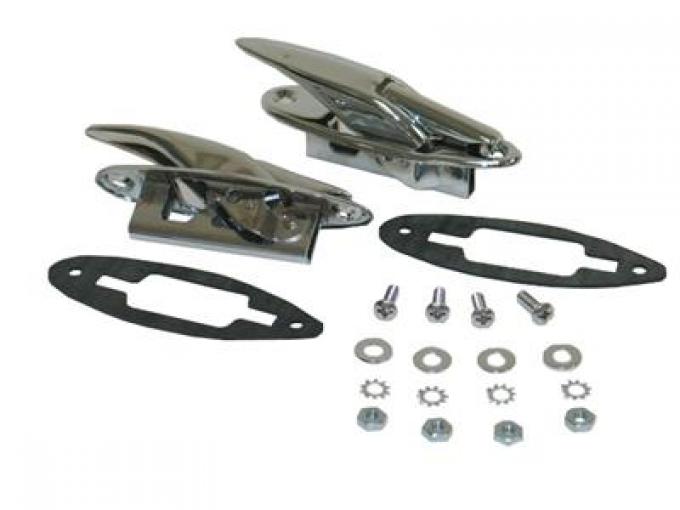 57-62 Soft Top / Convertible Top Rear Locks On Deck w/ Gaskets And Screws, Pair