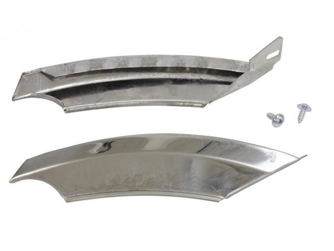 68-72 Lower Outer Windshield Mouldings On Fender - Pair