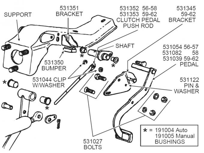 56-67 Clutch Pedal Rubber Bumper Stop- Correct
