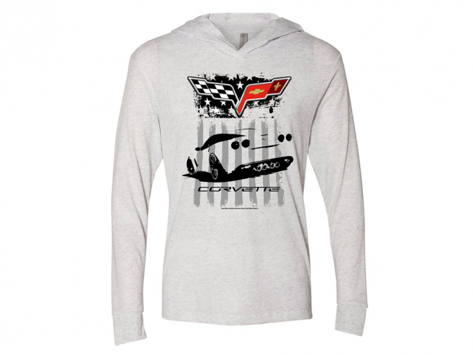 T-Shirt Ladies' Corvette Flag Hooded Long Sleeve