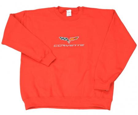 Sweatshirt With C6 Embroidered Emblem Red