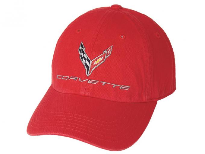 Hat C8 Corvette Washed Red